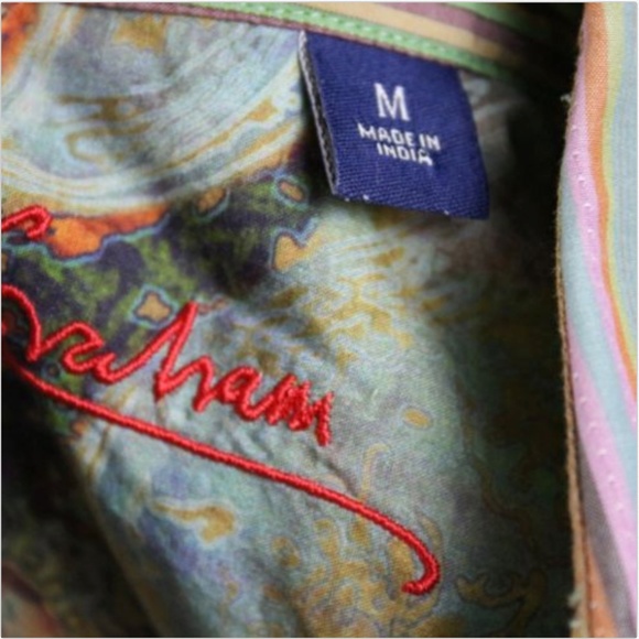 Robert Graham Mens Medium Colorful Flip Cuff Shirt - Picture 8 of 8